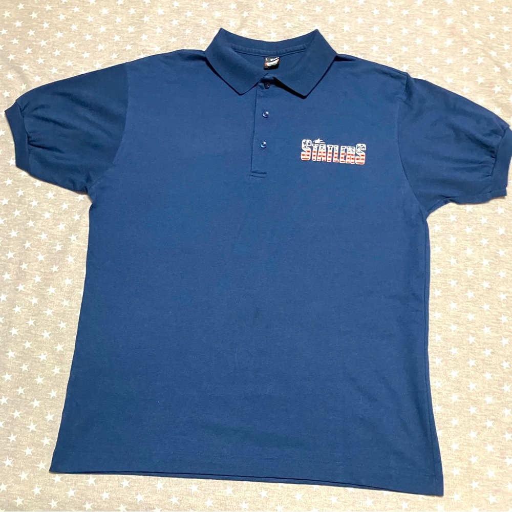 Screen Stars Navy Polo Shirt Men’s Large Navy“The Stattlers” Single Stitch Vtg